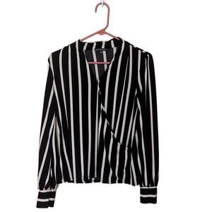 Adrianna Papell Size Small Cream Black White Striped Blouse Professional Career